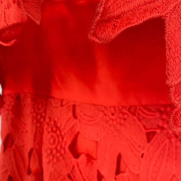 Saylor x Free People Erin Red Lace Strapless Knee Length Pretty  Dress Coral Red - Picture 6 of 15